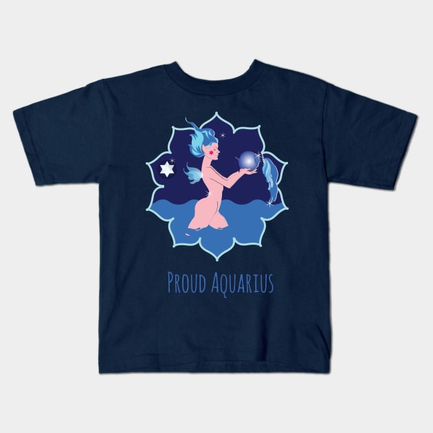 Proud Aquarius Kids T-Shirt by emma17